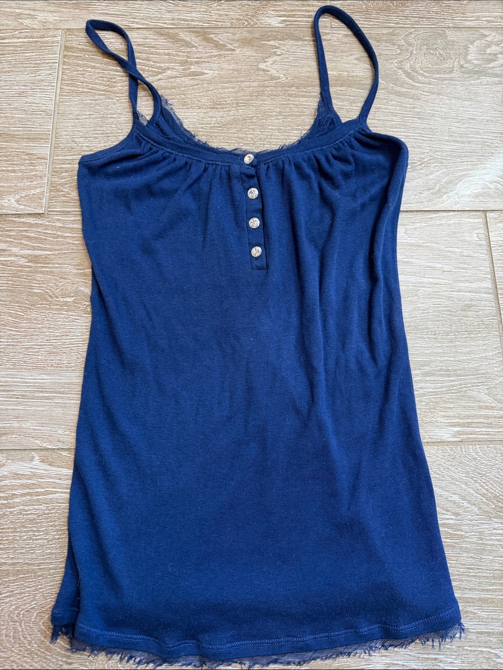 Anthropologie Navy Lace-Trim Spaghetti Strap Camisole